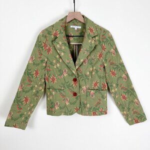 Vintage Jacquard Woven Embroidery Foral Blazer Jacket Coat Tapestry Cottagecore